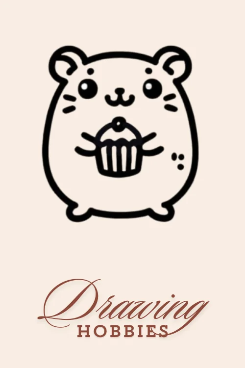 Drawing-Of-A-Hamster-Holding-Cupcake