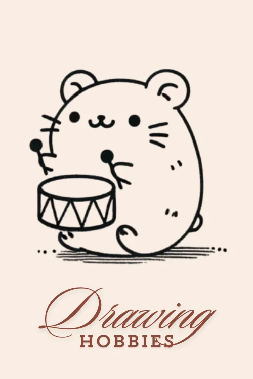 Kawaii-Hamster-Playing-Drum-Drawing