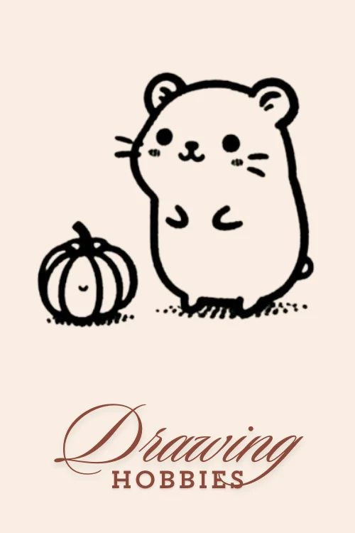 Simple-Hamster-With-Pumpkin-Drawing