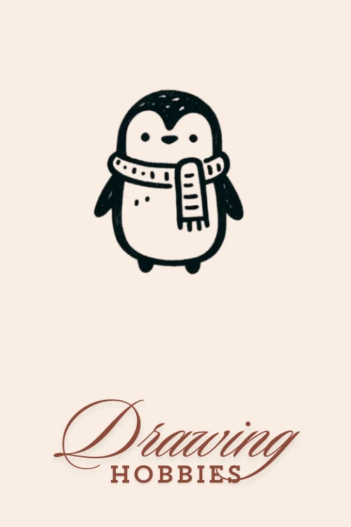 Cute-Penguin-in-Scarf-Aesthetic-Drawing-Easy