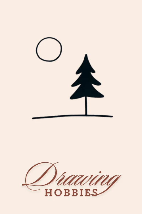 Easy-Doodle-of-Pine-Tree-With-Moon-To-Draw