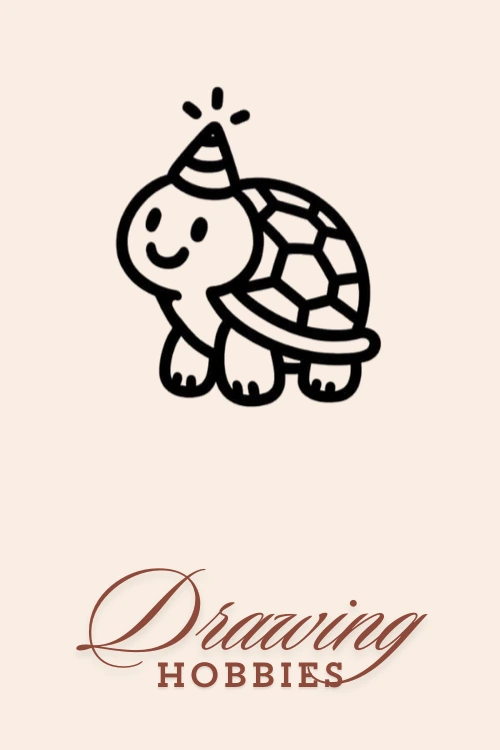 Turtle with a Party Hat Drawing