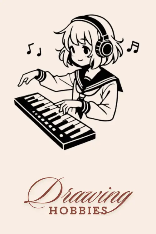 Anime-Girl-Playing-Keyboard-Drawing