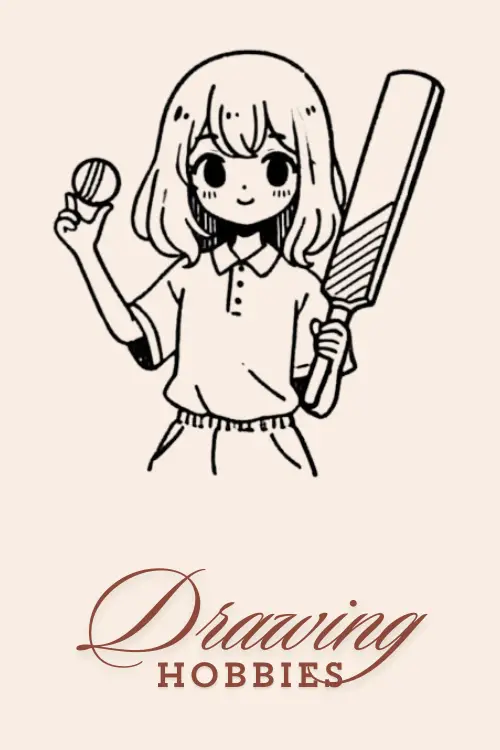 Anime-Girl-With-Cricket-Bat-And-Ball-Sketch