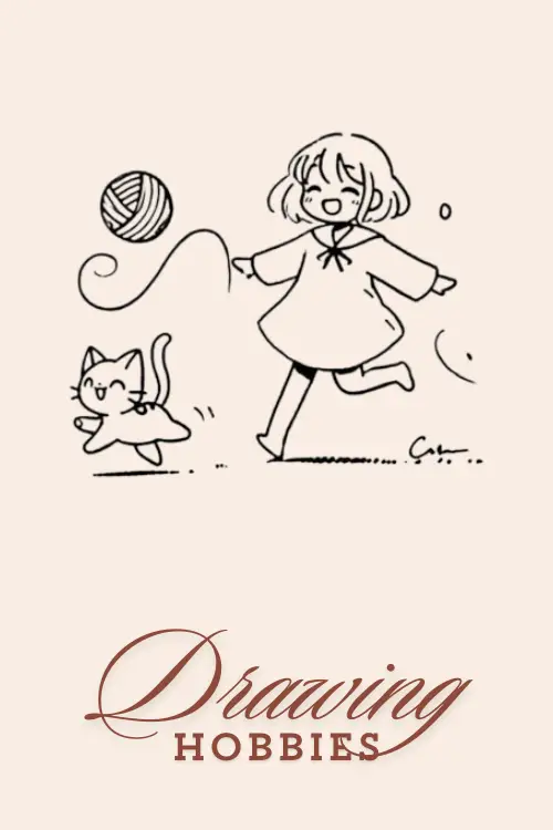 Anime-Girl-With-Kitten-Chasing-Yarn-Ball-Drawing-Easy