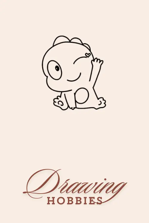 Baby Dinosaur Waving Hello Drawing