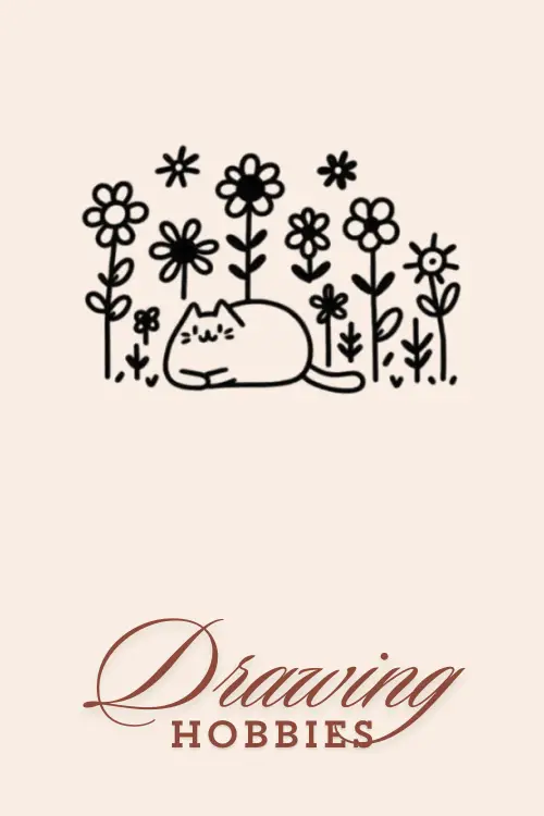 Cat-in-a-Flower-Garden-Drawing