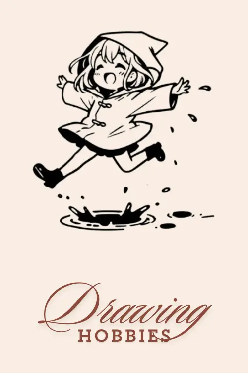 Cute-Anime-Girl-Jumping-Over-Puddles-Drawing