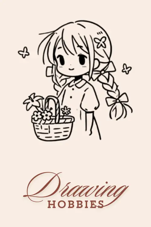 Cute-Anime-Girl-With-A-Basket-Of-Flowers-Drawing-Easy