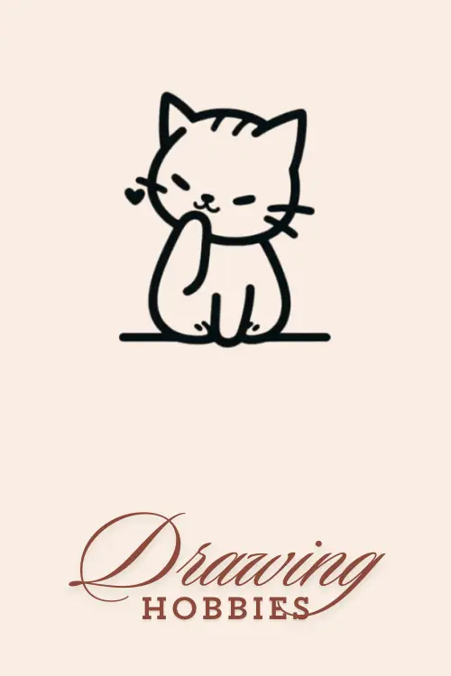 Cute-Cat-With-Paw-Raised-Drawing