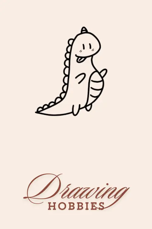 Cute Dinosaur with Tough Sticking Out Drawing