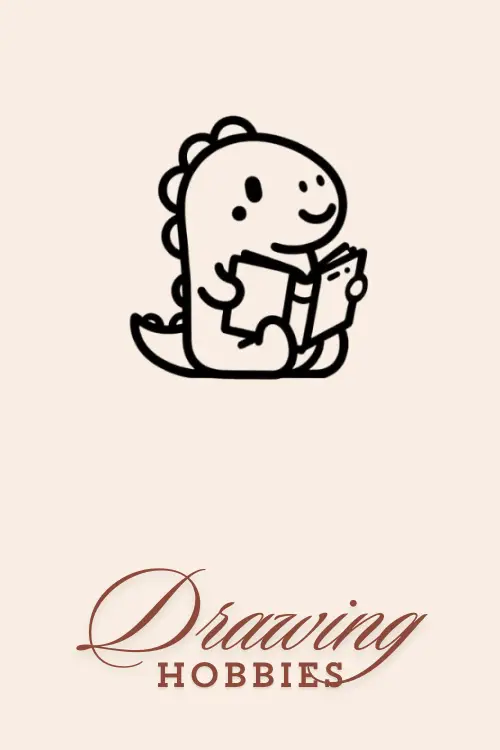 Dino Reading Book Drawing Cute