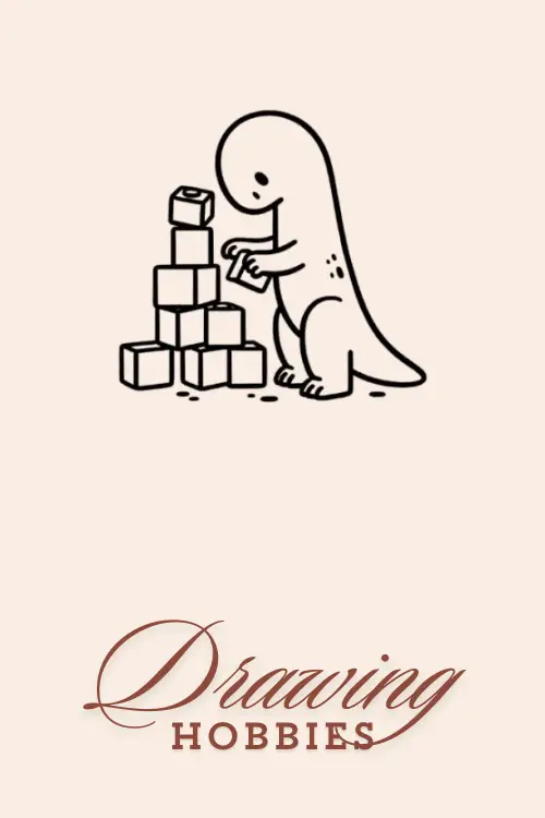 Dinosaur Playing with Blocks Drawing