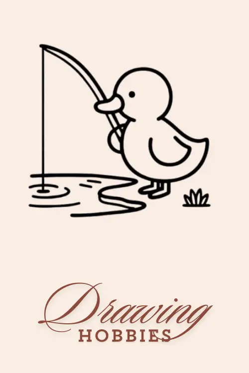 Duck-with-Fishing-Rod-Drawing