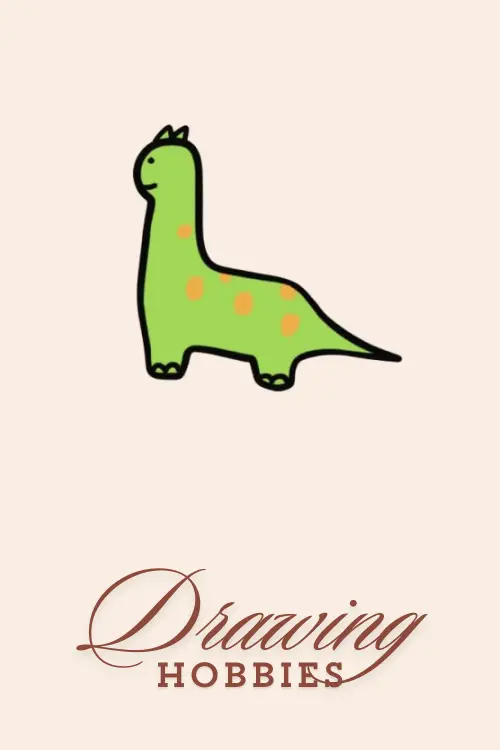 Easy Cute Dinosaur with Polka Dots Drawing