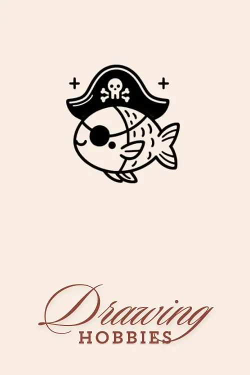 Easy-Cute-Fish-Drawing-Idea-Fish-With-Pirate-Hat-And-Eyepatch