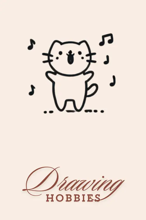 Easy-Cute-Singing-Cat-Drawing