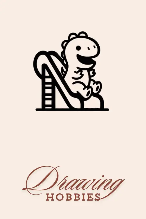 Easy Dino Playing On a Slide Drawing Cute