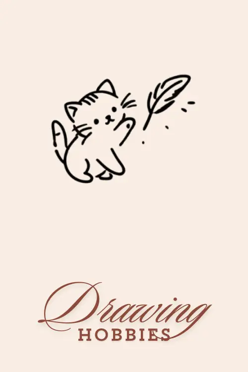 Simple-Drawing-Of-Cat-Playing-With-Feather