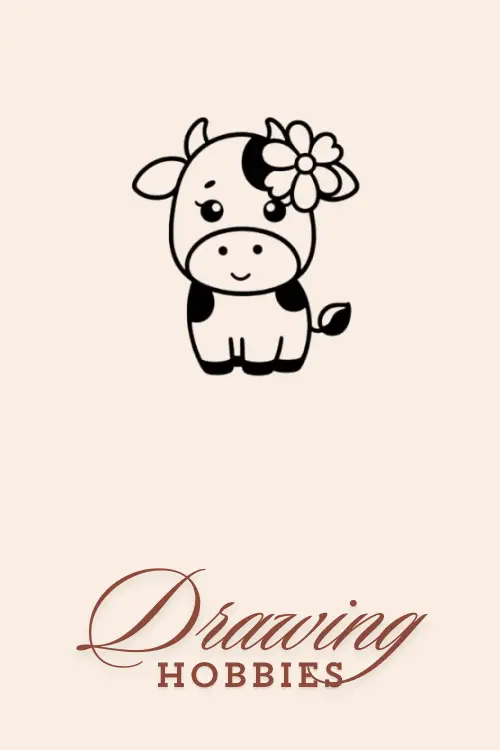 Cow with Flower Drawing Cute