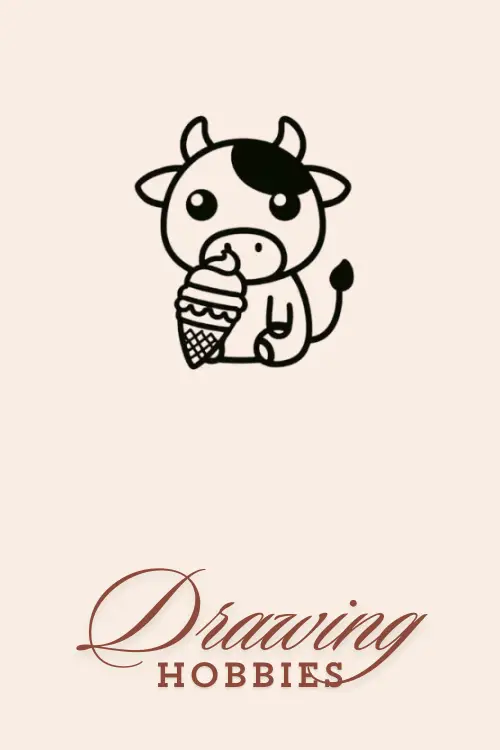 Cute Cow with an Ice Cream Cone Drawing