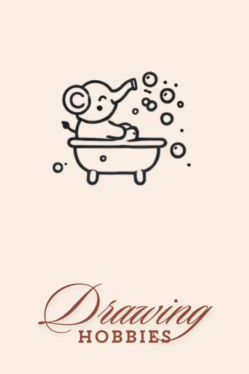 Cute-Elephant-In-Bubble-Bath-Drawing