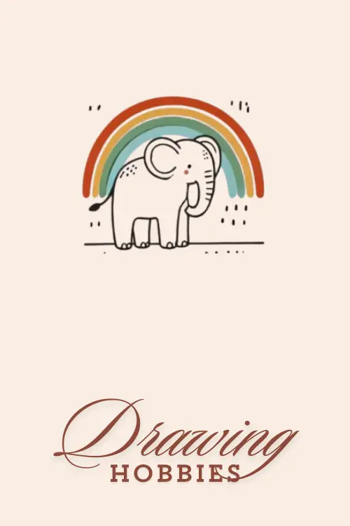 Cute-Elephant-Standing-Under-Rainbow-Drawing