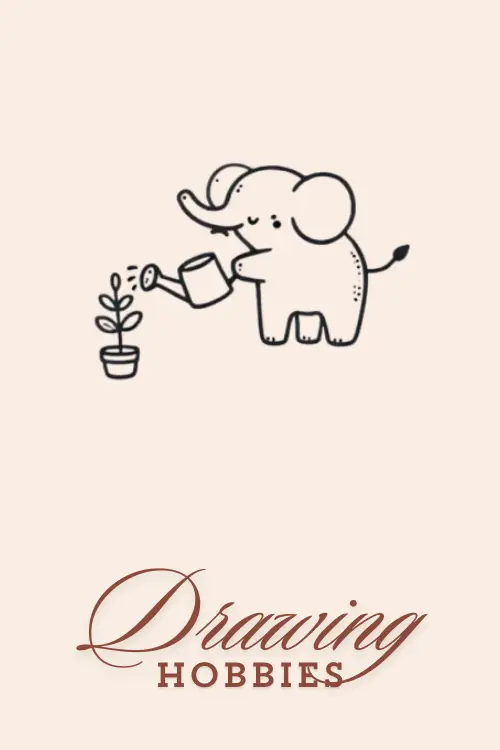 Cute-Elephant-Watering-Plant-Drawing