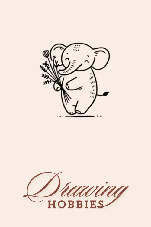 Cute-Elephant-With-A-Bunch-Of-Wildflowers-Drawing