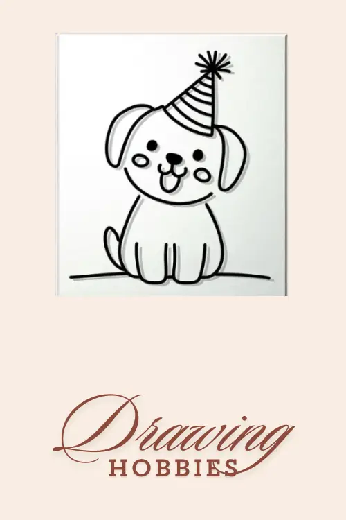 Dog-with-Birthday-Hat-Drawing