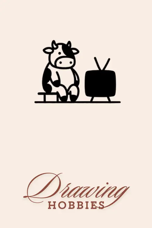 Easy Cow Watching TV Drawing