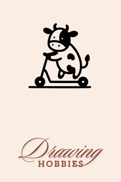 Easy Cow on a Scooter Drawing