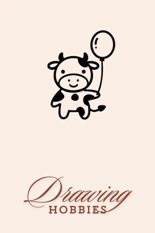 Easy Cow with Balloon Drawing