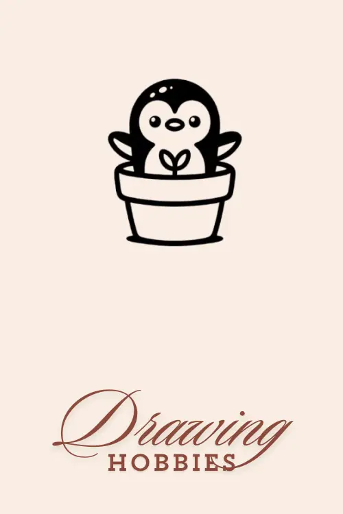 Easy Penguin in a Pot Drawing