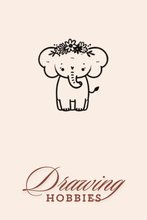 Kawaii-Cute-Elephant-With-Flower-Crown-Drawing