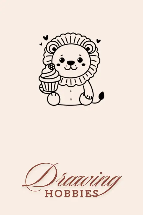 Lion-Holding-a-Cupcake-Drawing