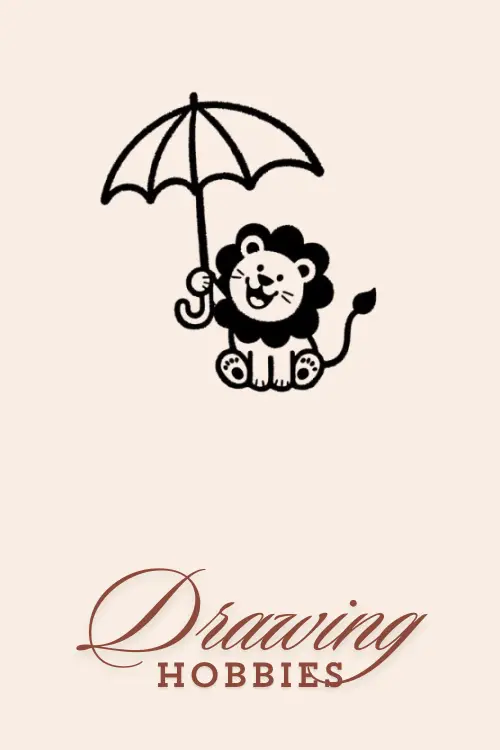 Lion-with-Umbrella-Drawing