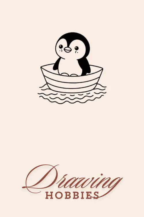 Penguin in a Boat Drawing Easy