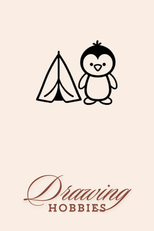 Penguin with a Tent Drawing Cute