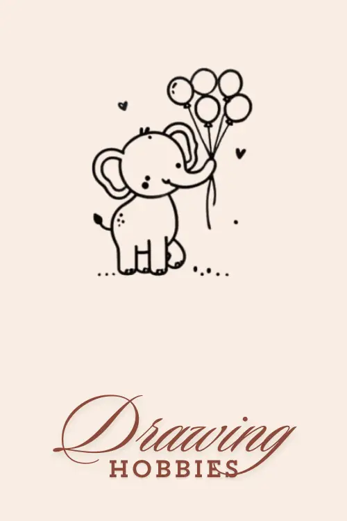 Simple-Elephant-Holding-Balloons-Drawing