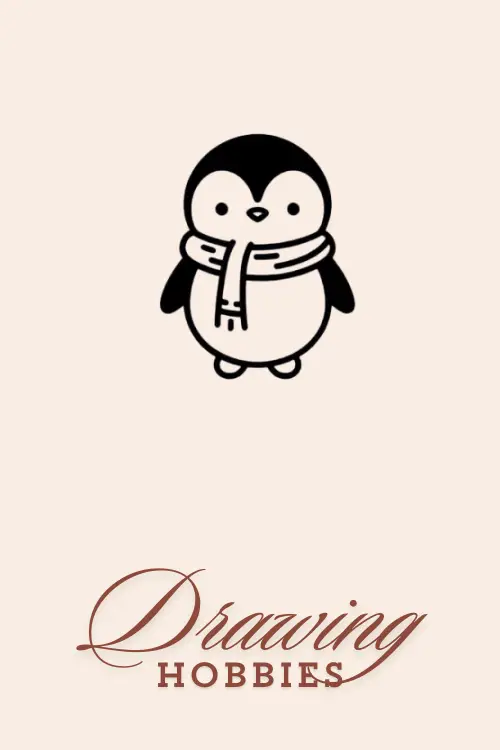 Simple Penguin With a Scarf Drawing