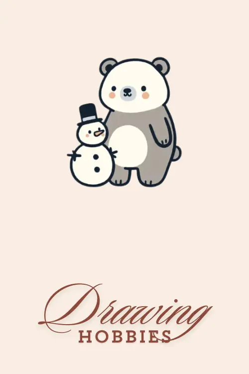 Bear With Snowman Drawing Cute