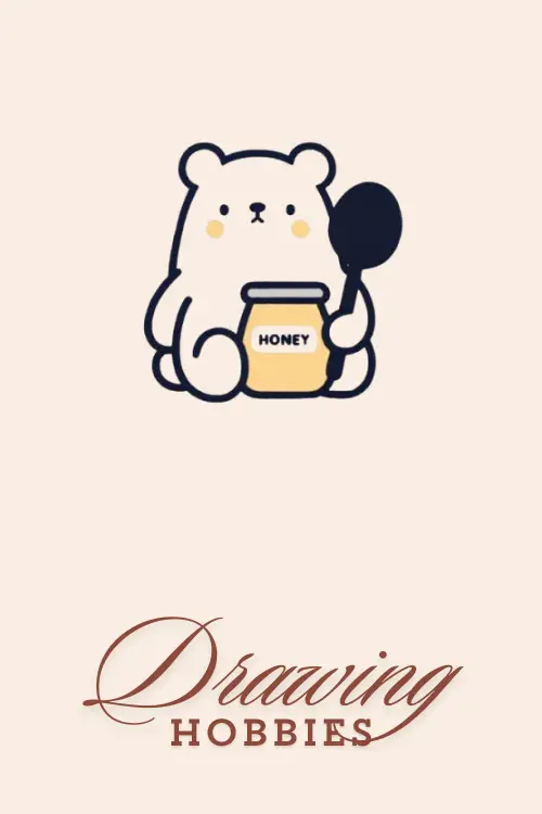 Cartoon Bear With Honey Jar Drawing