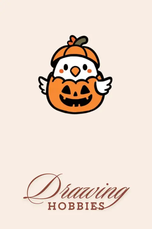 Chicken in Pumpkin Costume Drawing Cute