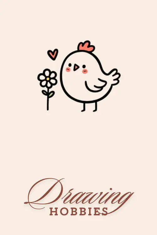 Chicken with Flower Drawing Easy