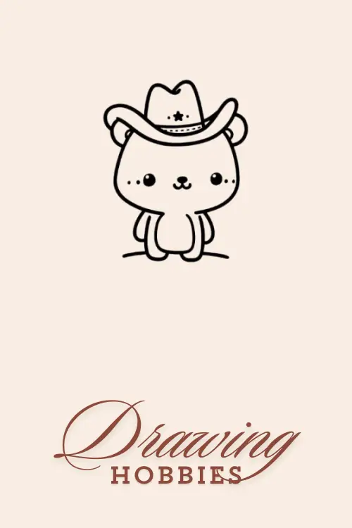 Cool Bear With Cowboy Hat Drawing