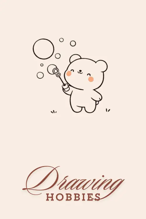 Cute Bear Blowing Bubbles Drawing