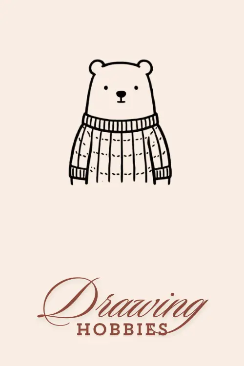 Cute Bear In Cozy Sweater Drawing