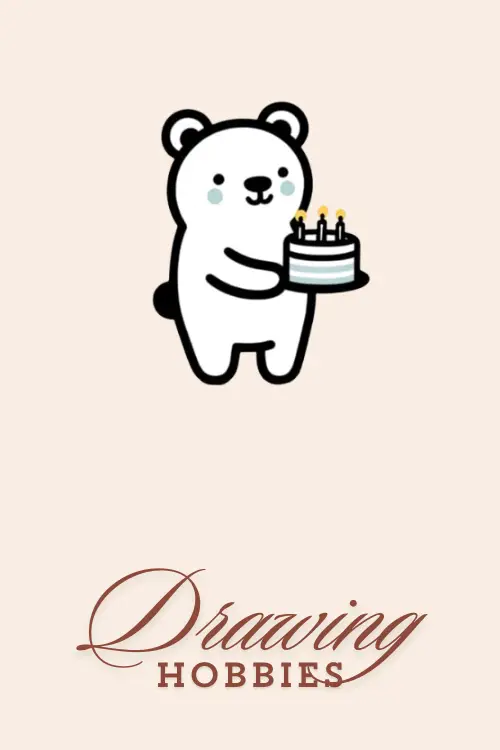 Cute Bear With Birthday Cake Drawing Easy