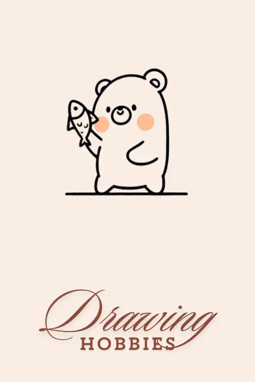 Cute Bear With Fish Drawing Easy